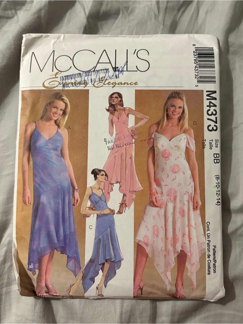 Vintage McCall’s Handkerchief-Hem Dress Sewing Pattern 4373, Size 8-14